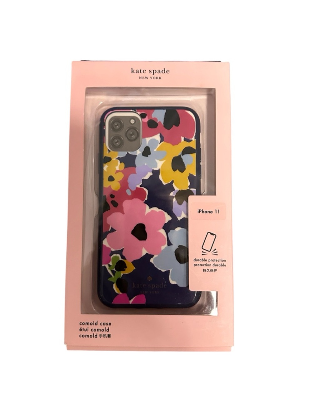 KATE SPADE Floral iPhone 11 Case in Pink, Yellow & Navy blue